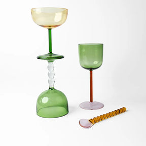 Color Pop Wine Glass - Green, 7.5 x 2.8 Inches (Set of 2)