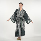 Tree Of Life Silk Robe In Green