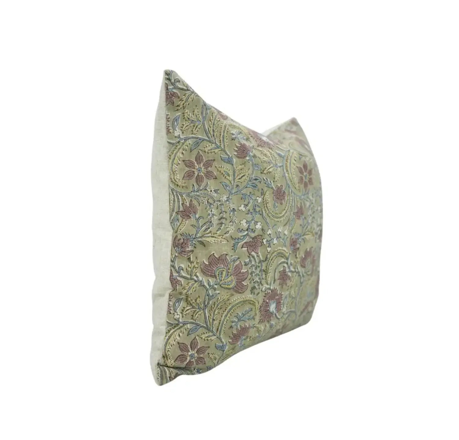 Beautiful Hand Made Block Viscose Linen Cushion Cover - Kundanvan