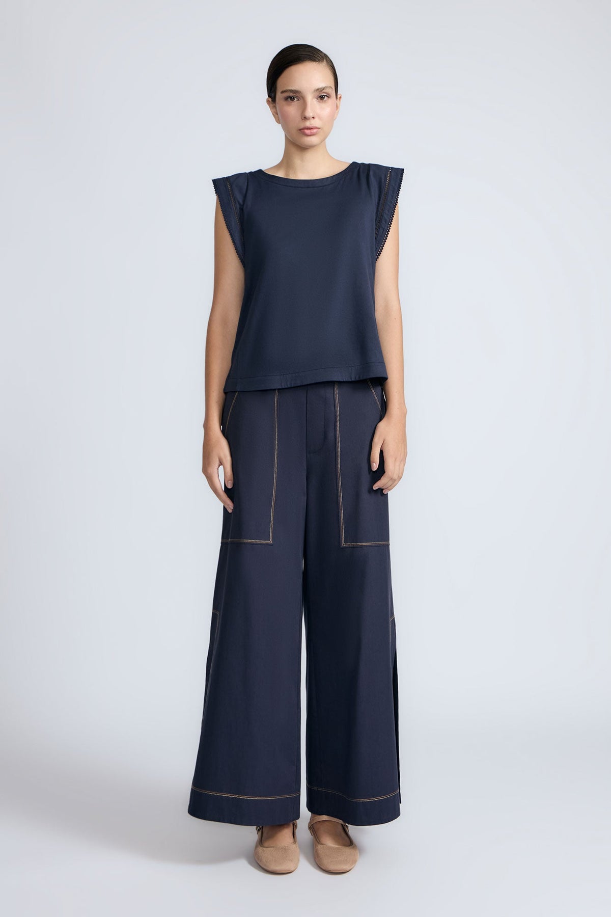 Regina Pima Cotton Knit Top | Navy