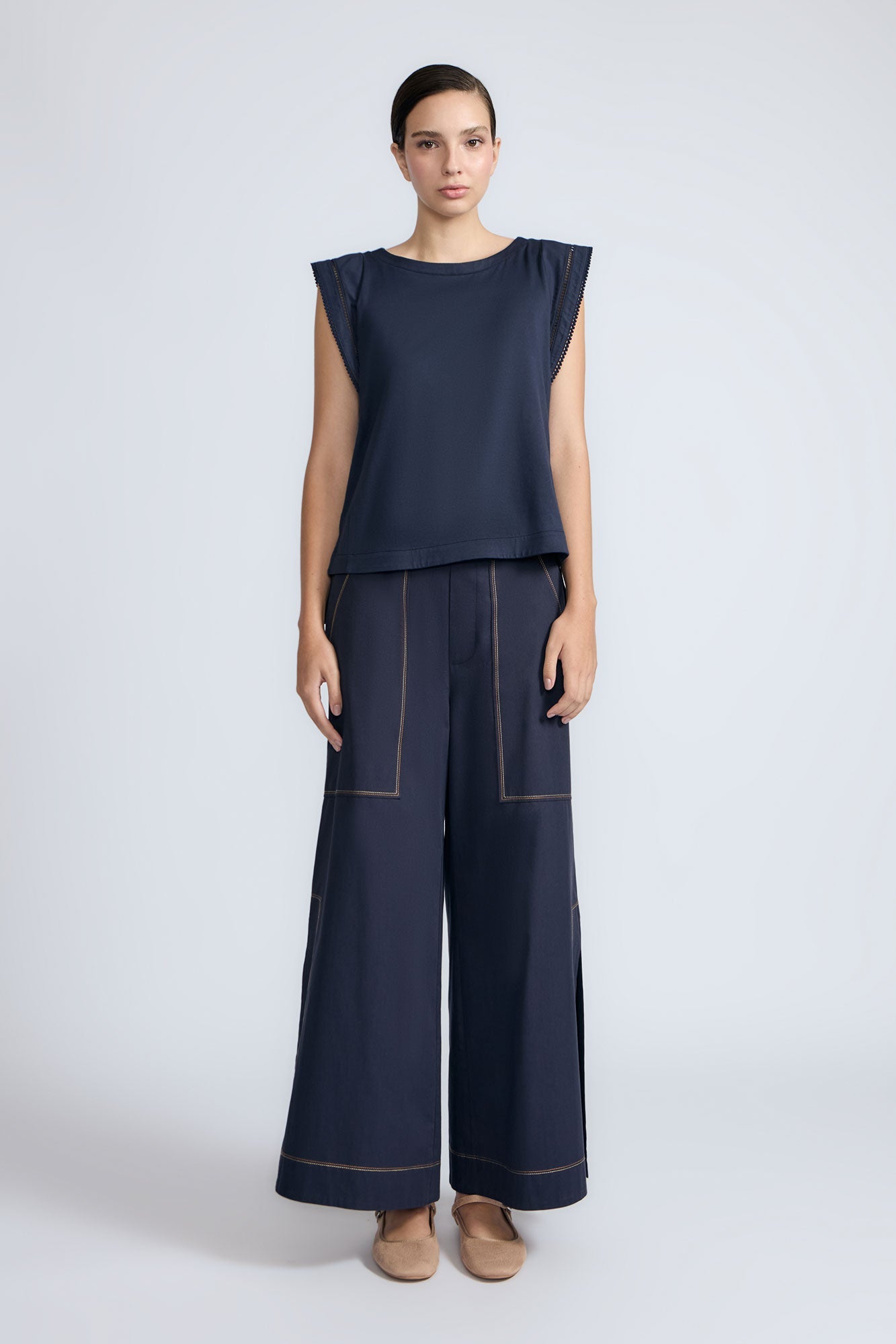 Regina Pima Cotton Knit Top | Navy