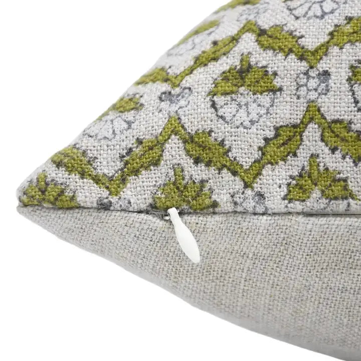 Floral Block Print Thick Linen Room Cushion Cover - Madhuvan