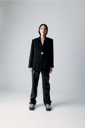 VAY BLACK FAUX LEATHER PANTS