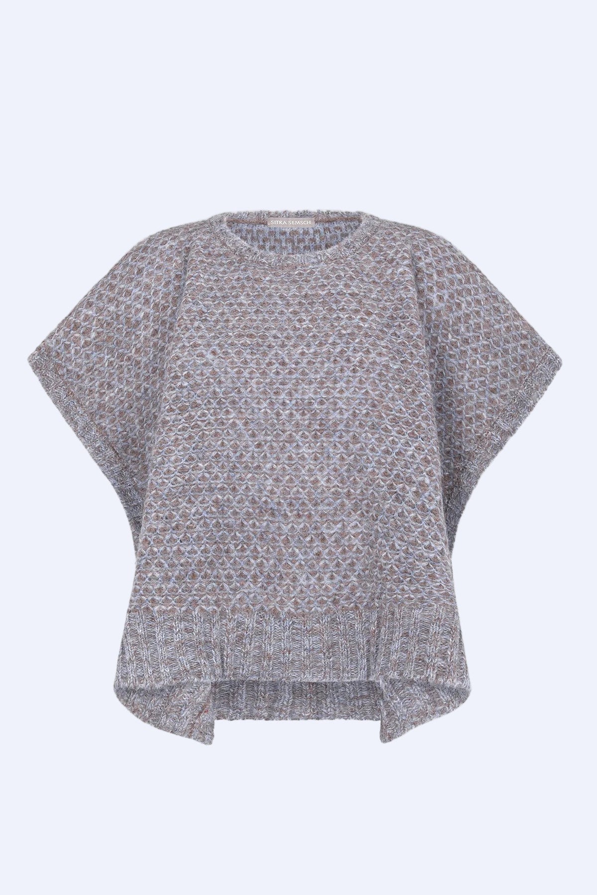 Chelsea Openwork Alpaca Poncho | Silver Melange