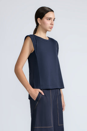 Regina Pima Cotton Knit Top | Navy
