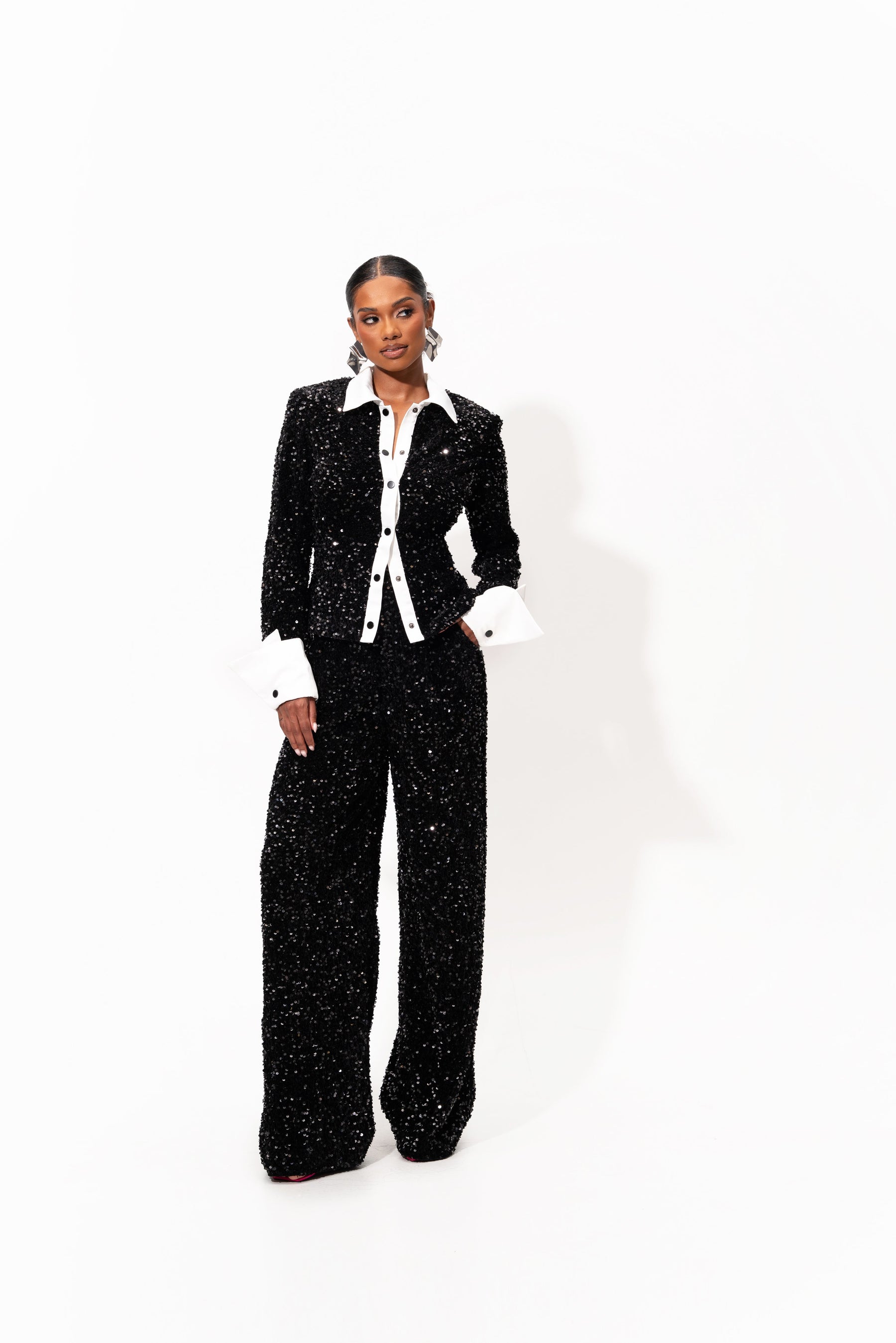 REI Sequin Pant Set in ONYX