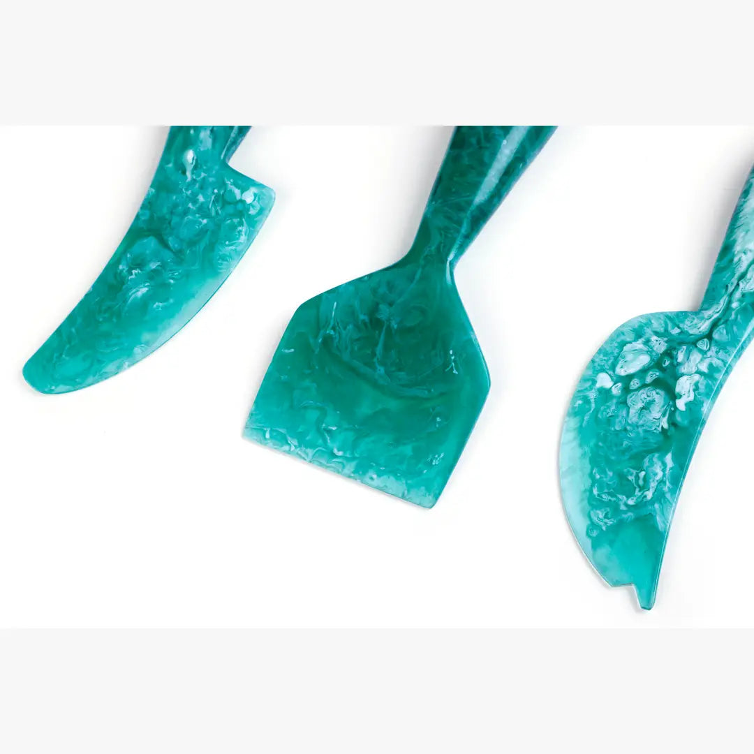 Resin Cheese Knife, Green (Set of 3)- 6 Inches