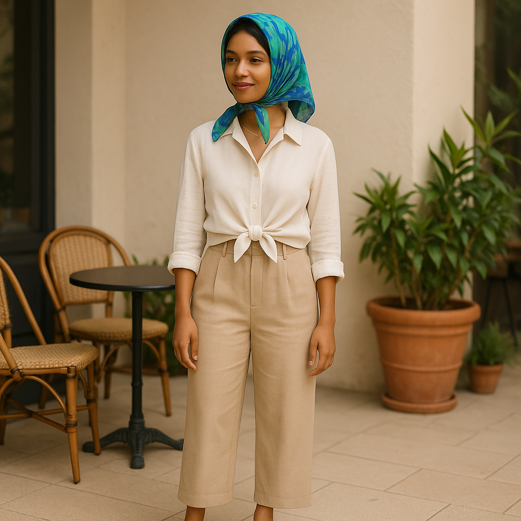 Matriarch Pattern Print Scarf | Blue