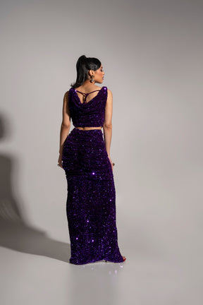 JESS Sequin Ruched Skirt in AMETHYST