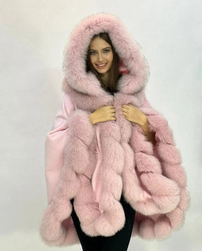 Luxurious Baby Pink Cashmere & Fox Fur Scarf