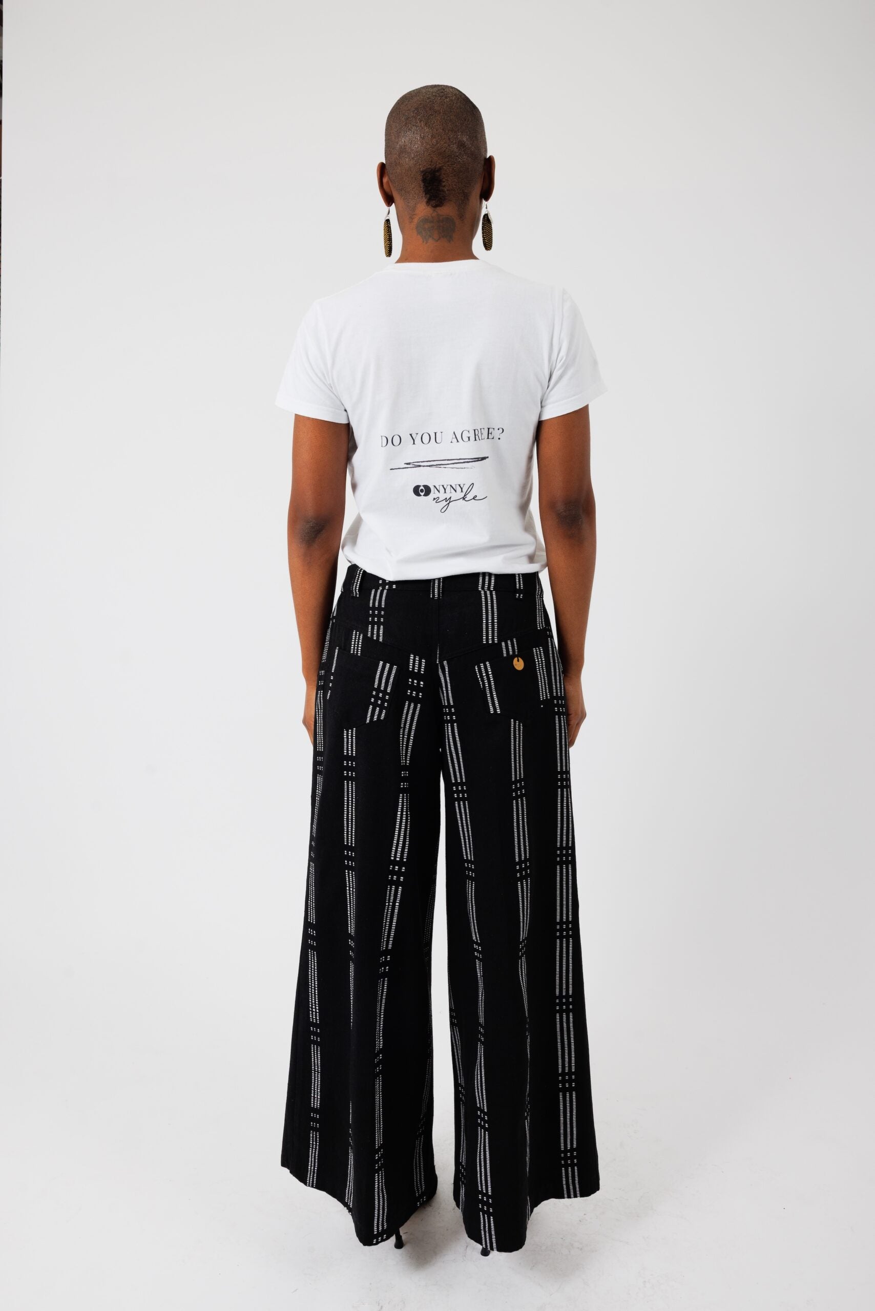 KEYS, Black Wide-legs trousers with denim cut