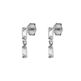 Double Pave Gold Baguette Stud Layering Earring