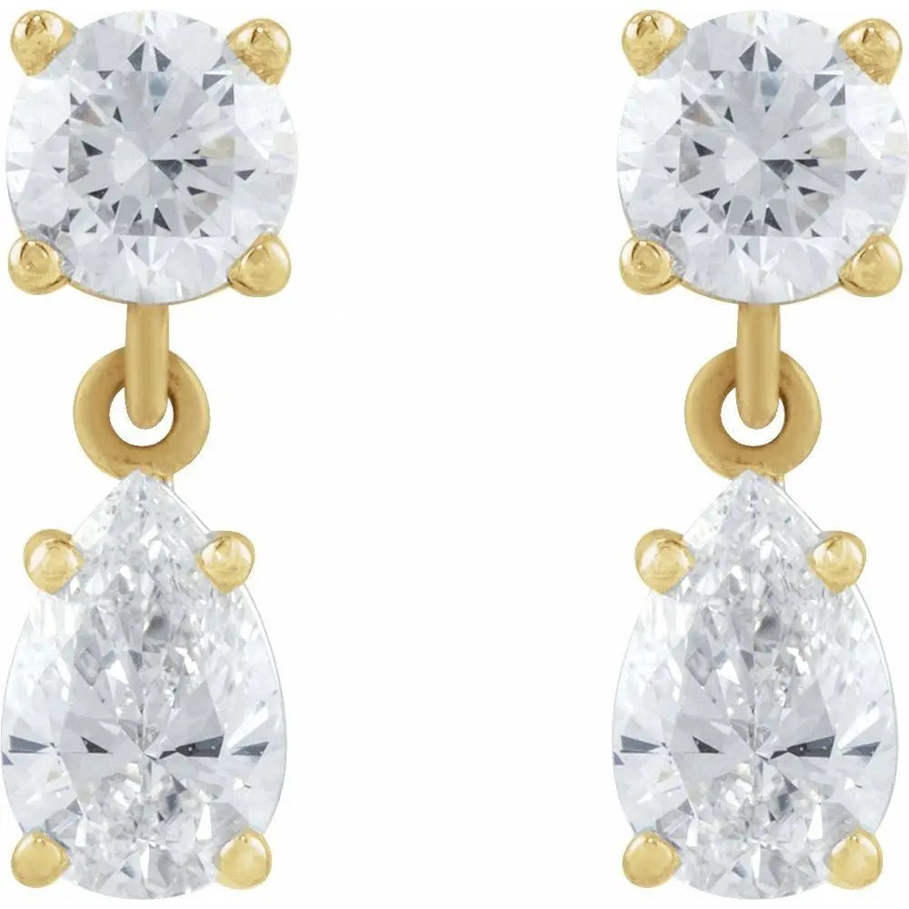 1 1/6 CT Lab-Grown Diamond Two-Stone Earrings in 14K Gold