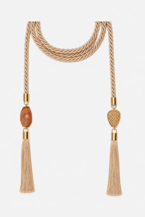 Silk Tassel Belt with jade