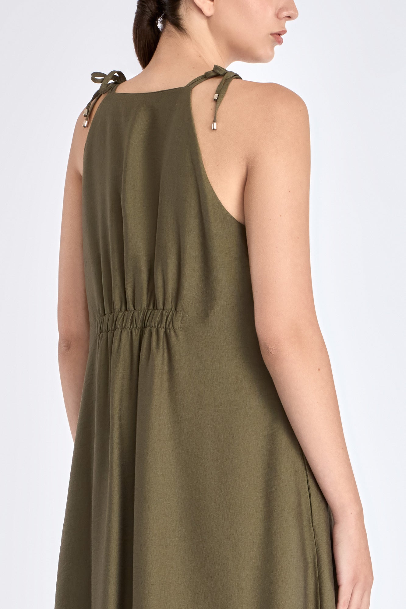 Blake Ruffle Detail Maxi Dress | Olive
