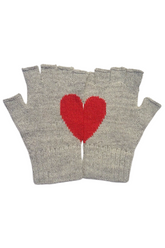 Heart fingerless alpaca gloves