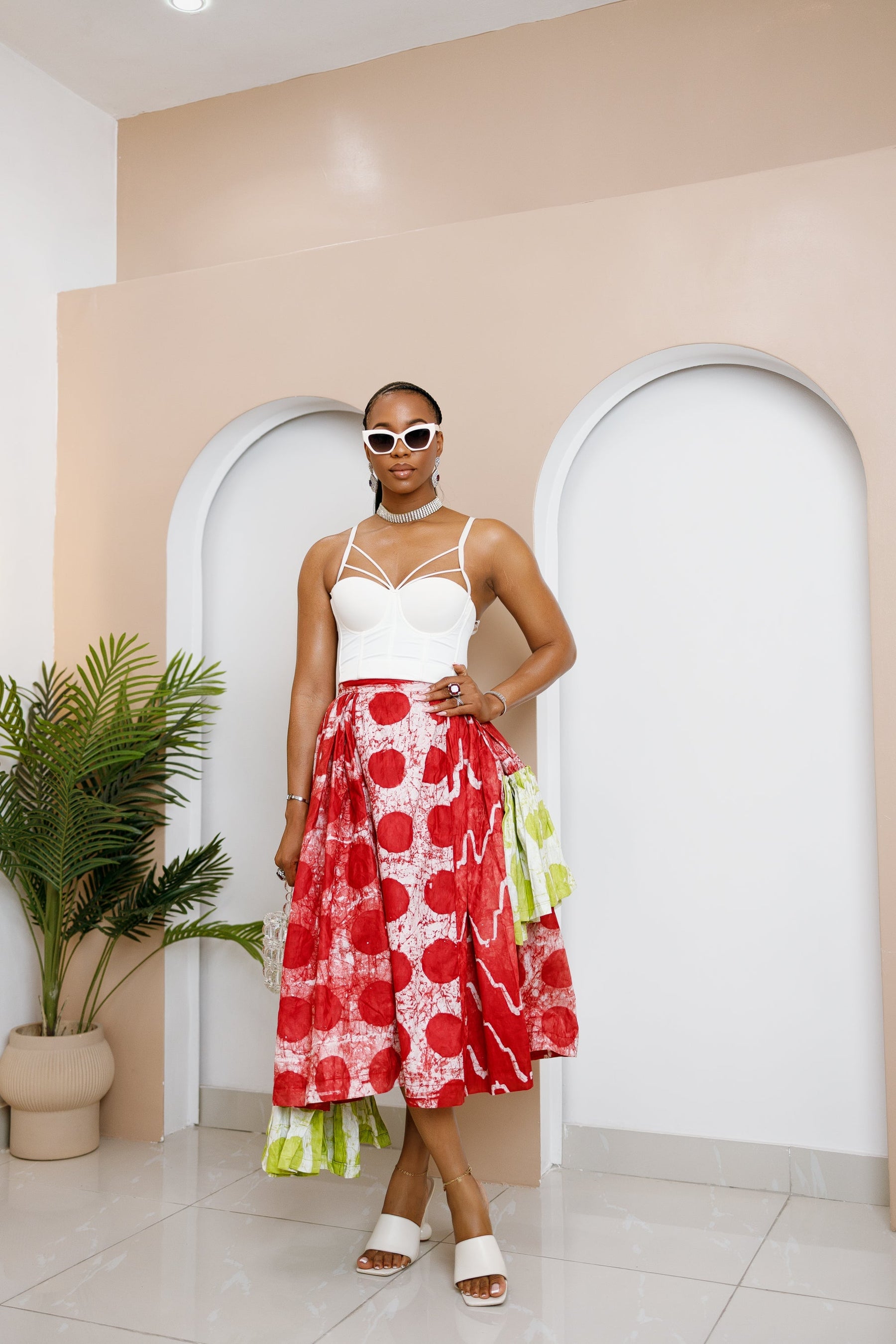 Egbebelu Dual-Tone Adire Skirt