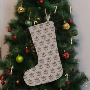 Floral Block Printed Thick Linen Christmas Tree Stocking - 7 Patti