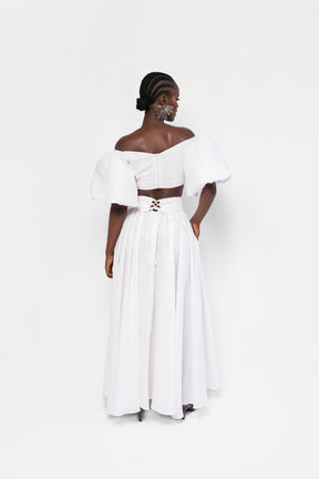 Linen DANI Maxi skirt in White