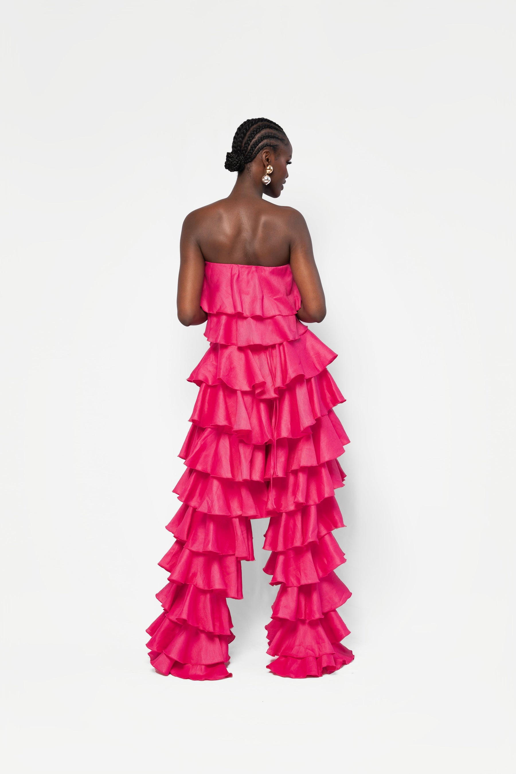 Linen KOKO Ruffle Top in Pink