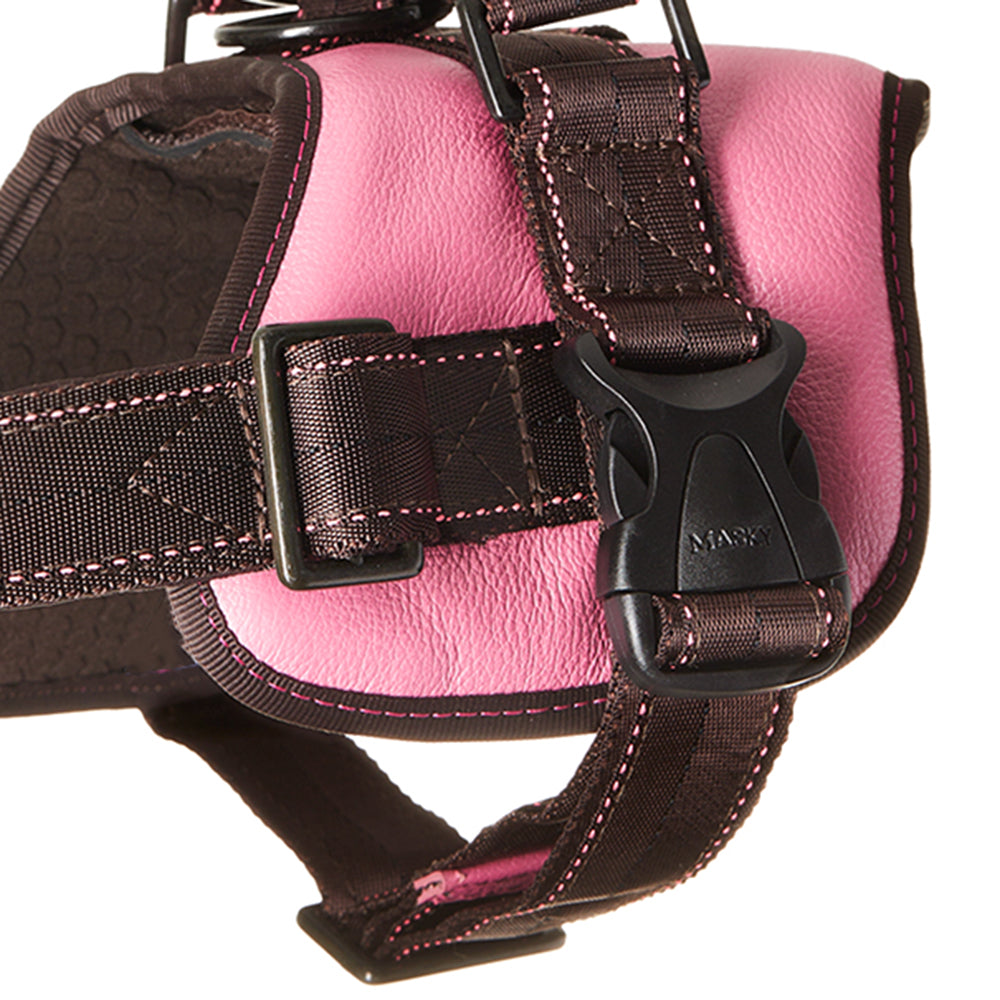 Mayo Leather Harness • Fuchsia ~ Brown