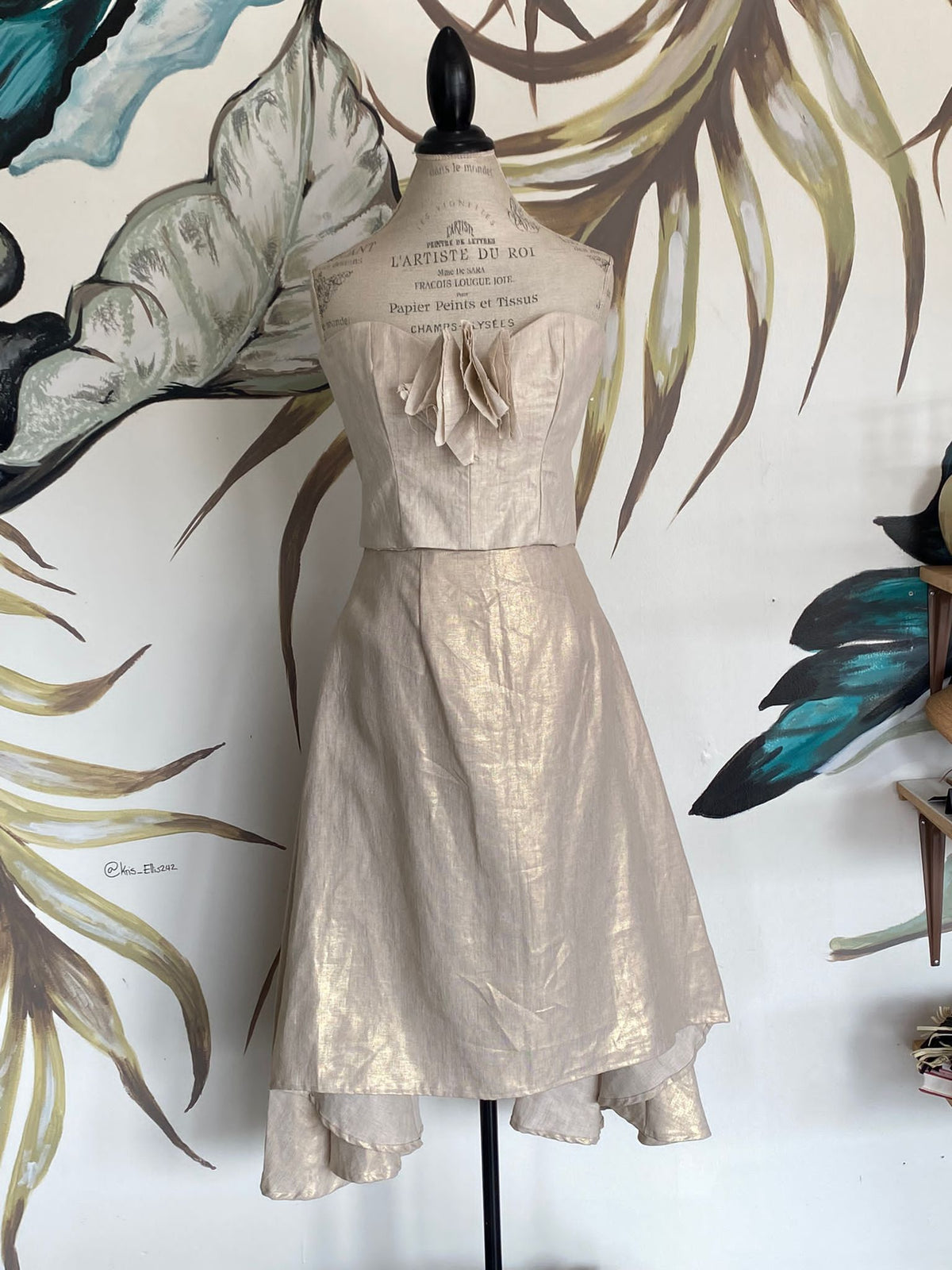 Luxe Linen Metallic Top & Skirt Set