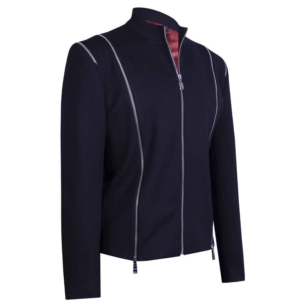 Black jacket with zipper design