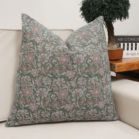 Handmade Floral Thick Linen Boho Couch Pillow Cover-Jaldhara