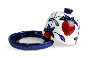 Ceramic Anaar Butter Dish, Red - 5 x 5.5 Inches