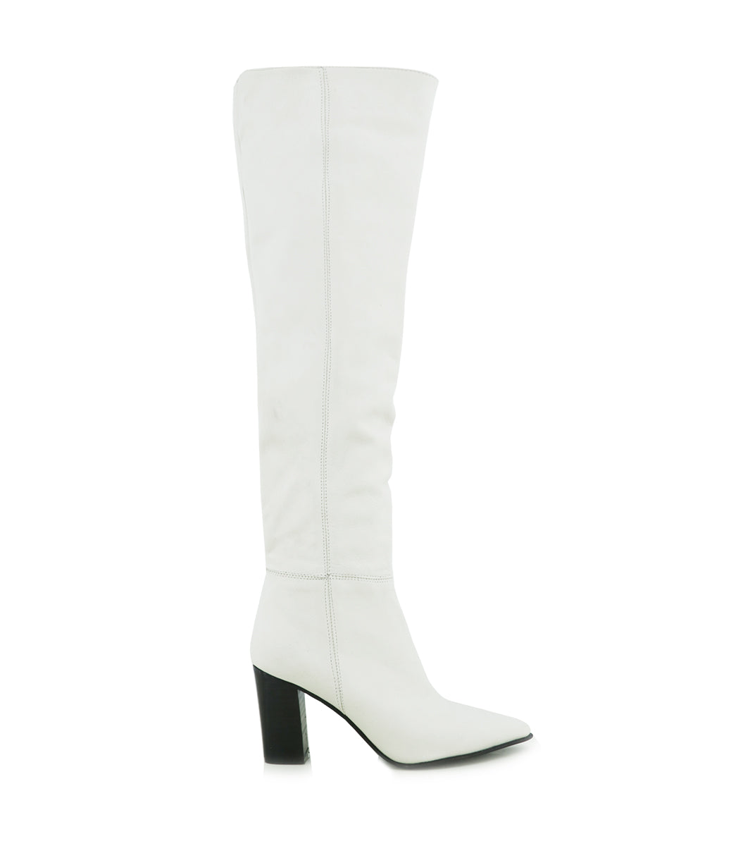 Chic White High-Top Boots Nasha