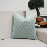 Handmade Block Print Pure Linen Throw Pillow Cover - Damru
