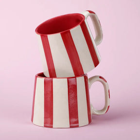 Ceramic Red Stripe Coffee cup- 220ml (Set of 2)