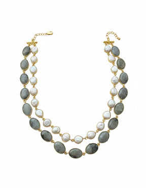 Baroque Pearl & Raw stone Necklace