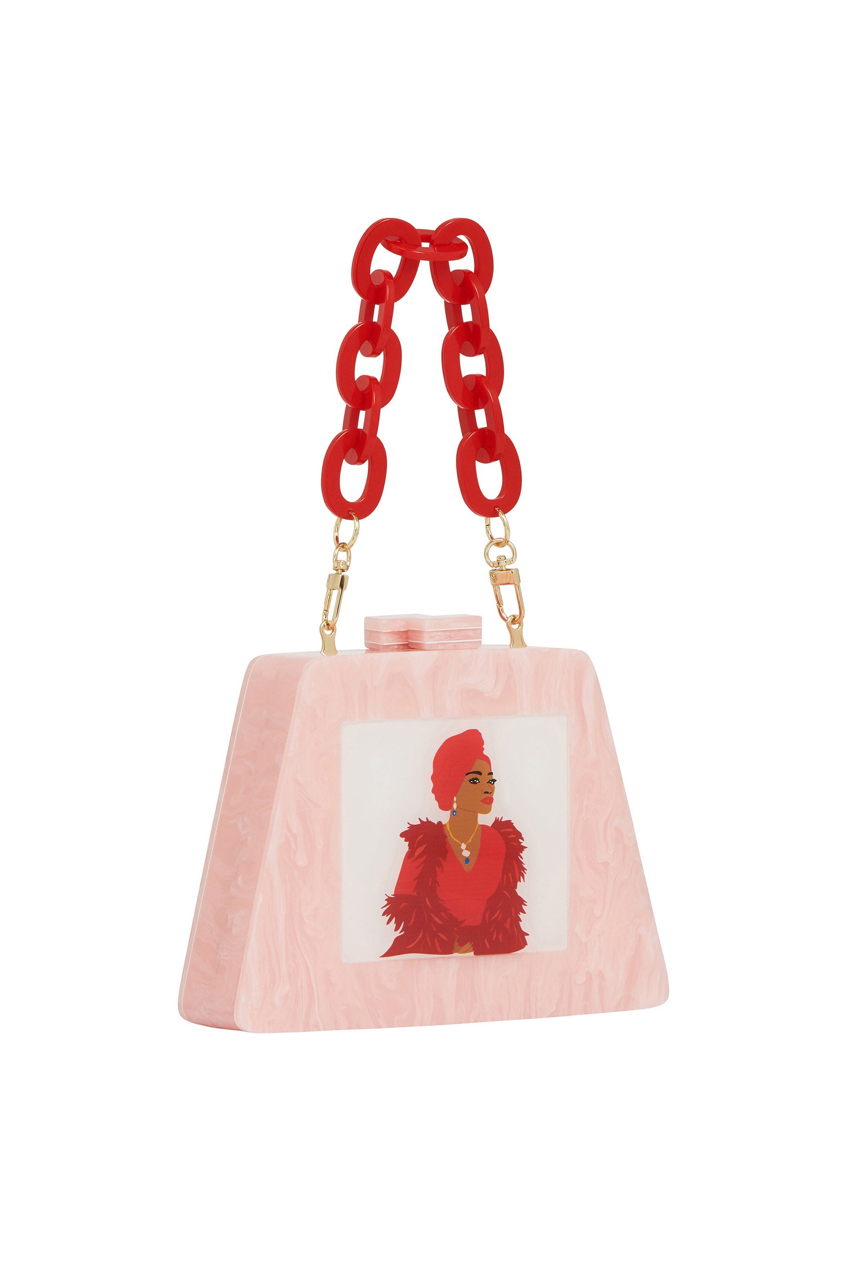 Ade - Acrylic Triangular Box Clutch w/strap