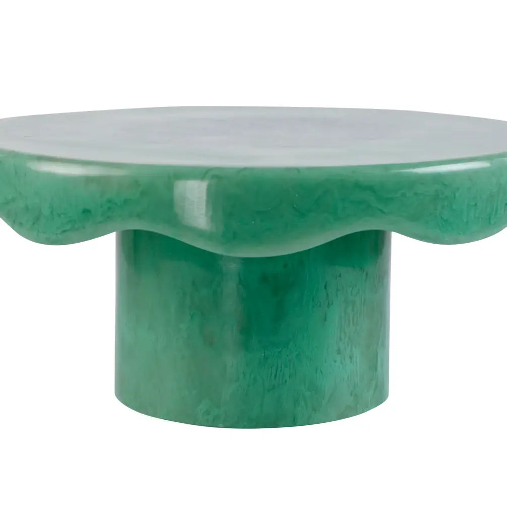 Scallop Resin Cake stand, Green- 9.5x4.5 Inches