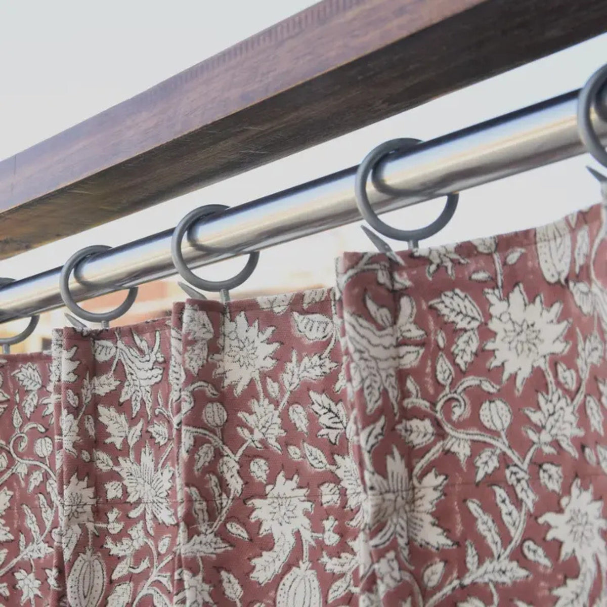Hand Block Print Duck Canvas Curtain -manikarnika