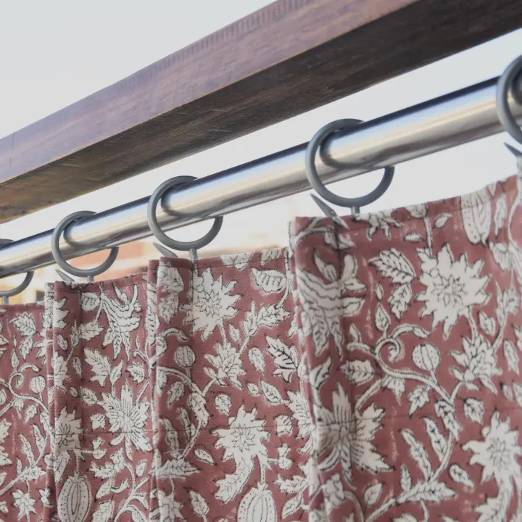 Hand Block Print Duck Canvas Curtain -manikarnika