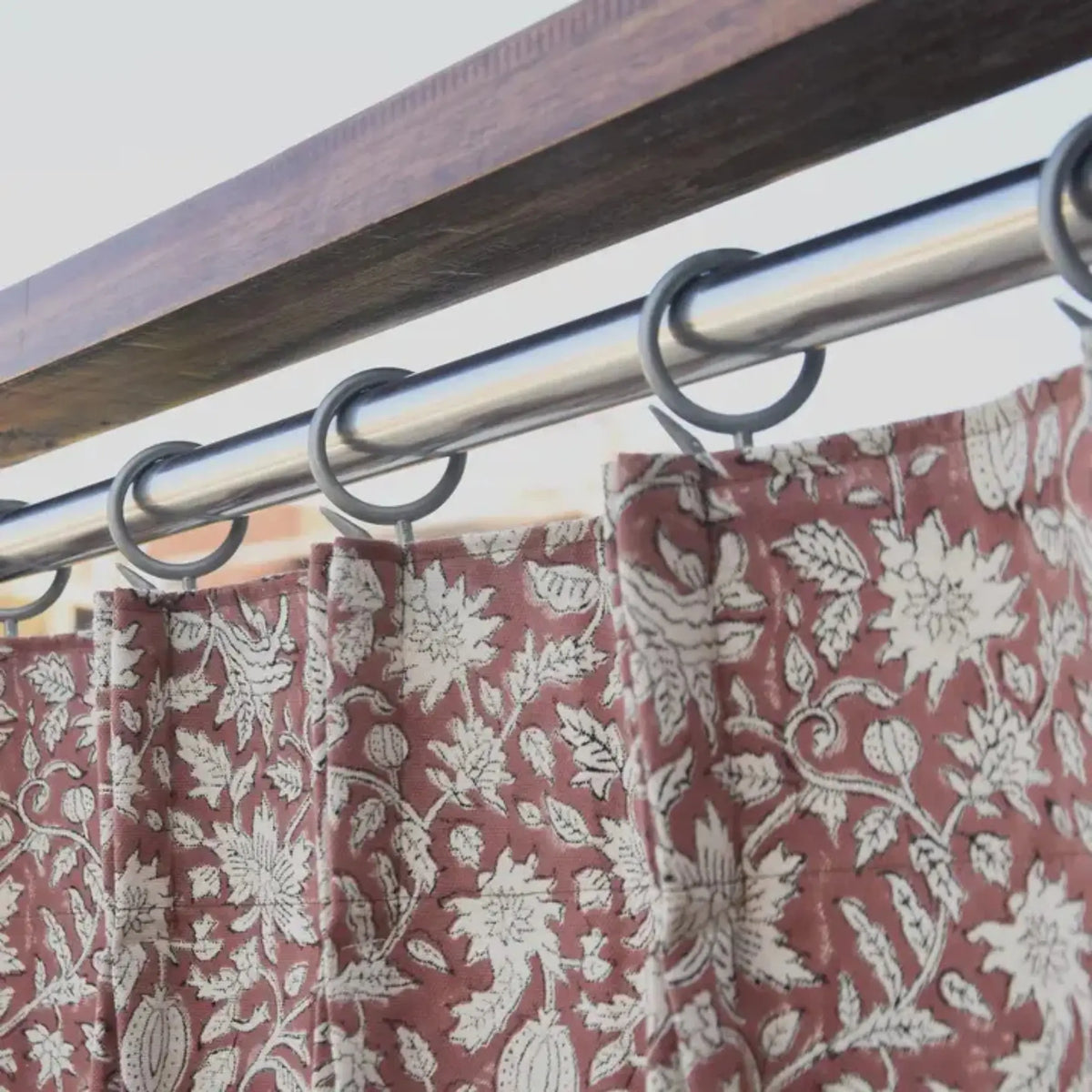 Hand Block Print Duck Canvas Curtain -manikarnika