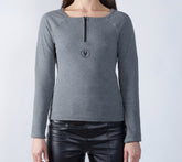 Essential Zipper Square Neck Long Sleeve