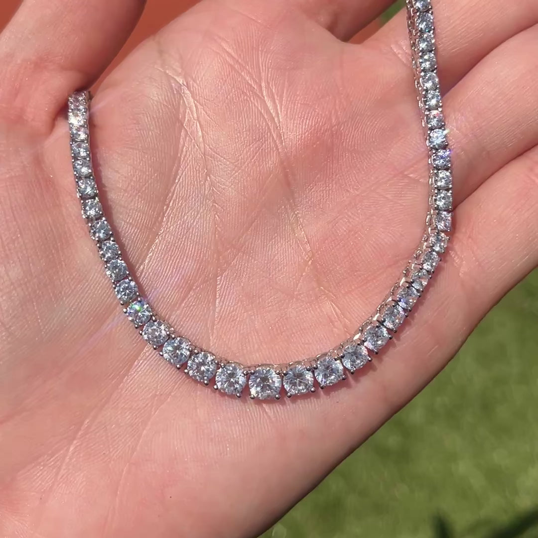 THE “JAIMIE” 4 PRONG GRADUATED TENNIS NECKLACE