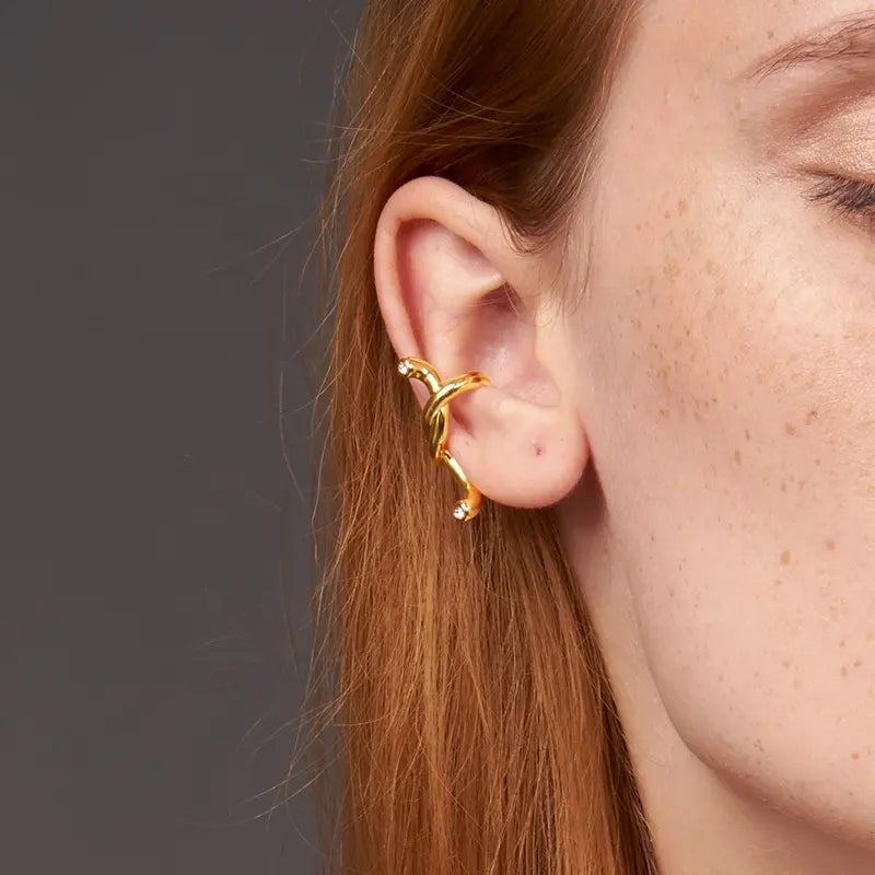 Twist Gold Pave Ear Cuff