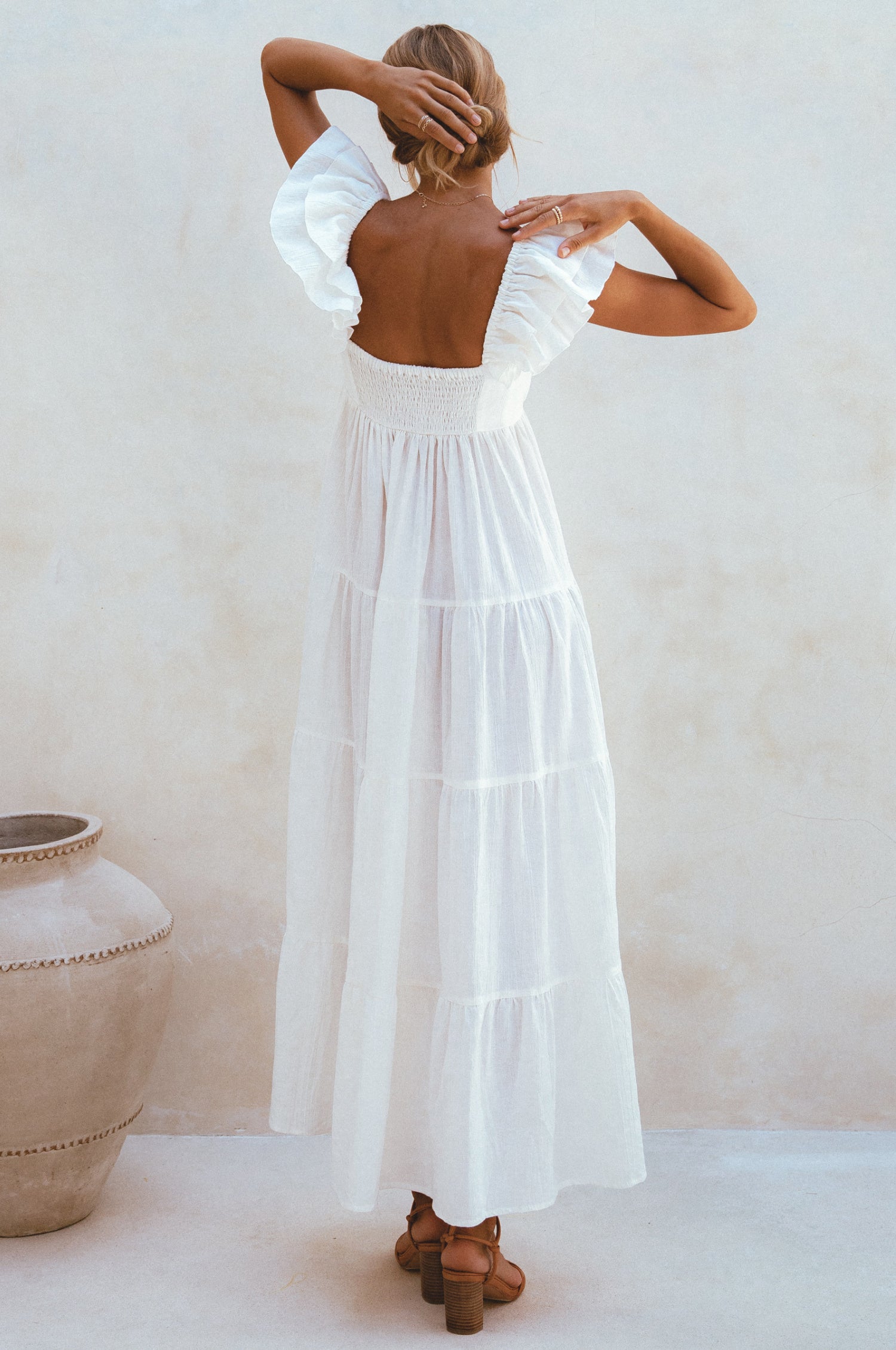 Nymph Bohemian Linen Maxi Dress - White