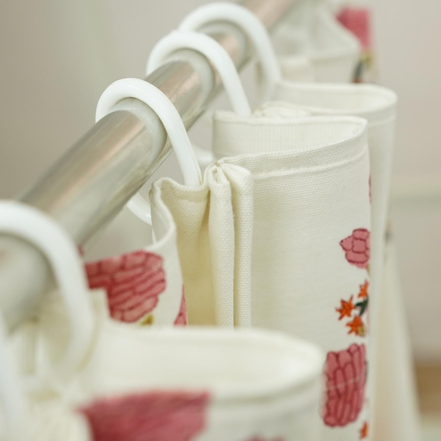 Elegant Hand Block Print Thick Cotton White Curtain- Swadesh