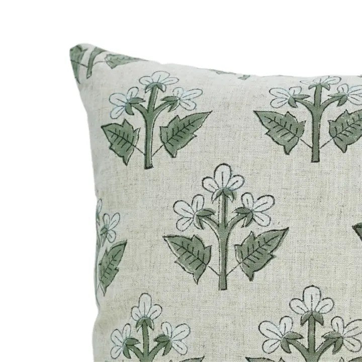 Elegant Hand Block Print  Viscose Linen Pillow Cover - Chahat