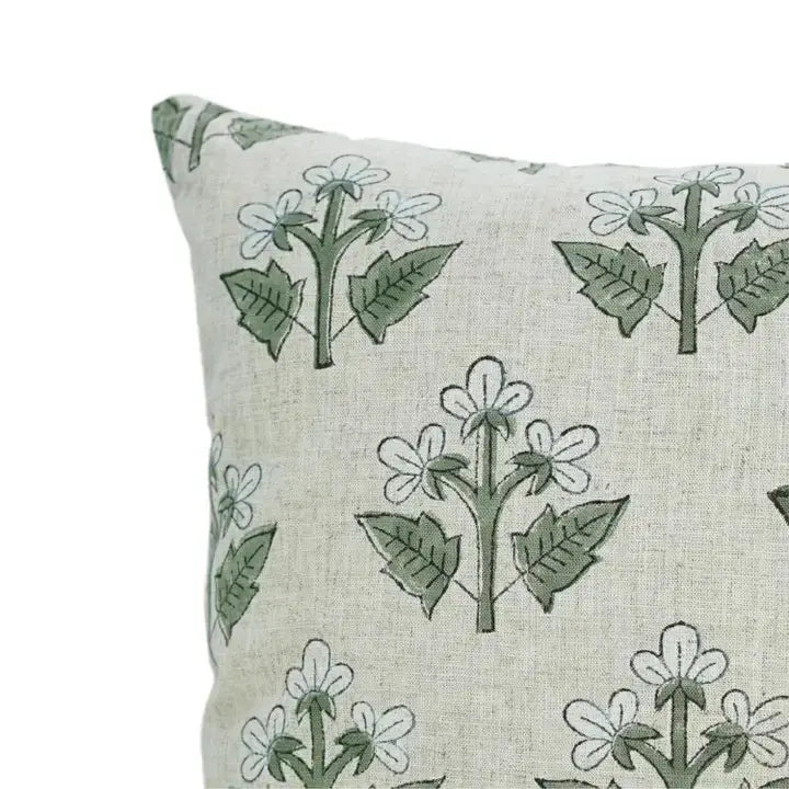 Elegant Hand Block Print  Viscose Linen Pillow Cover - Chahat