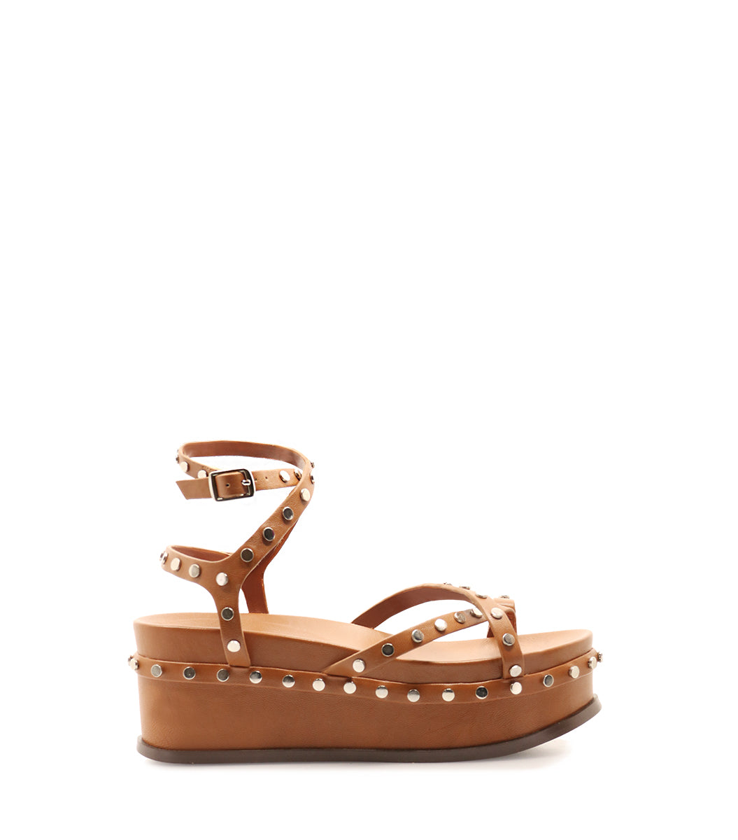 DION Studded Eco-Friendly Platforms Brown