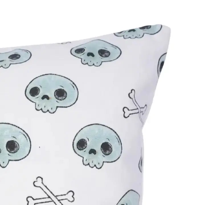 Natural Carved Thick Cotton White Pillow Cover - Skeleton