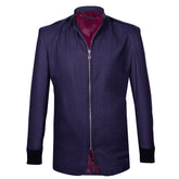 Purple checkered blazer with synthetic collar