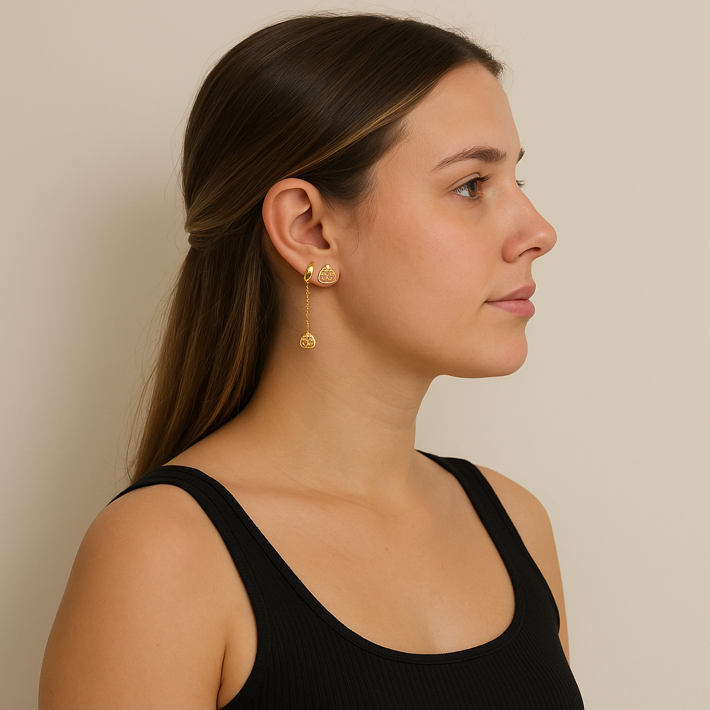 Asymmetrical Gold Ear Cuff & Earring Duo