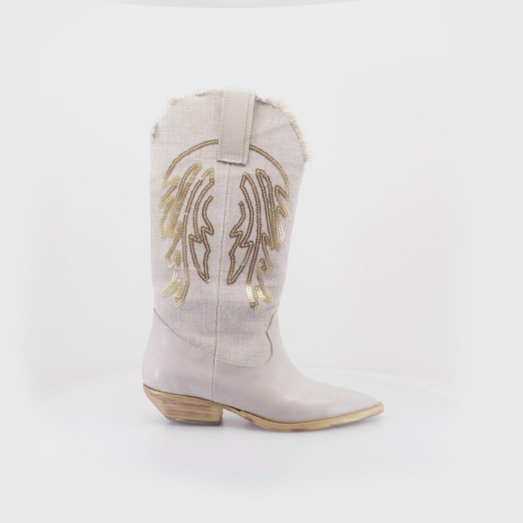 Texan Chic Natural Boots with Sequins Dutty